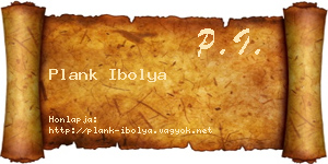 Plank Ibolya névjegykártya